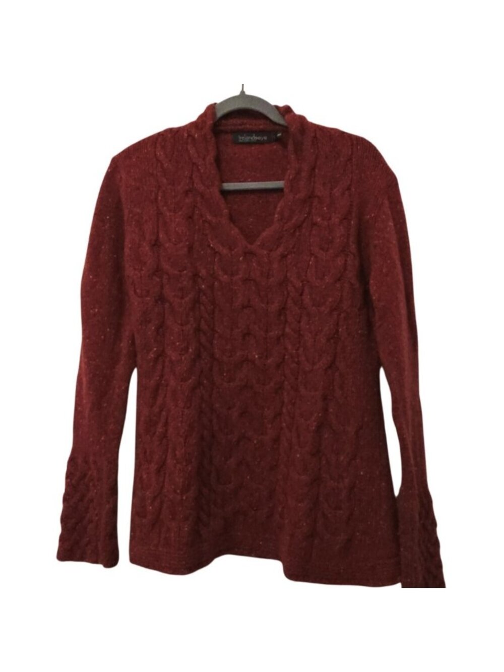 Irelands Eye Red Virgin Wool & Cashmere V-Neck Sweater Womens Medium